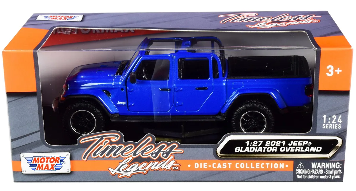 MOTORMAX MOTORMAX 2021 Jeep Gladiator Overland Open Top Blue Metallic 1/24-1/27 Diecast Vehicle — product photo