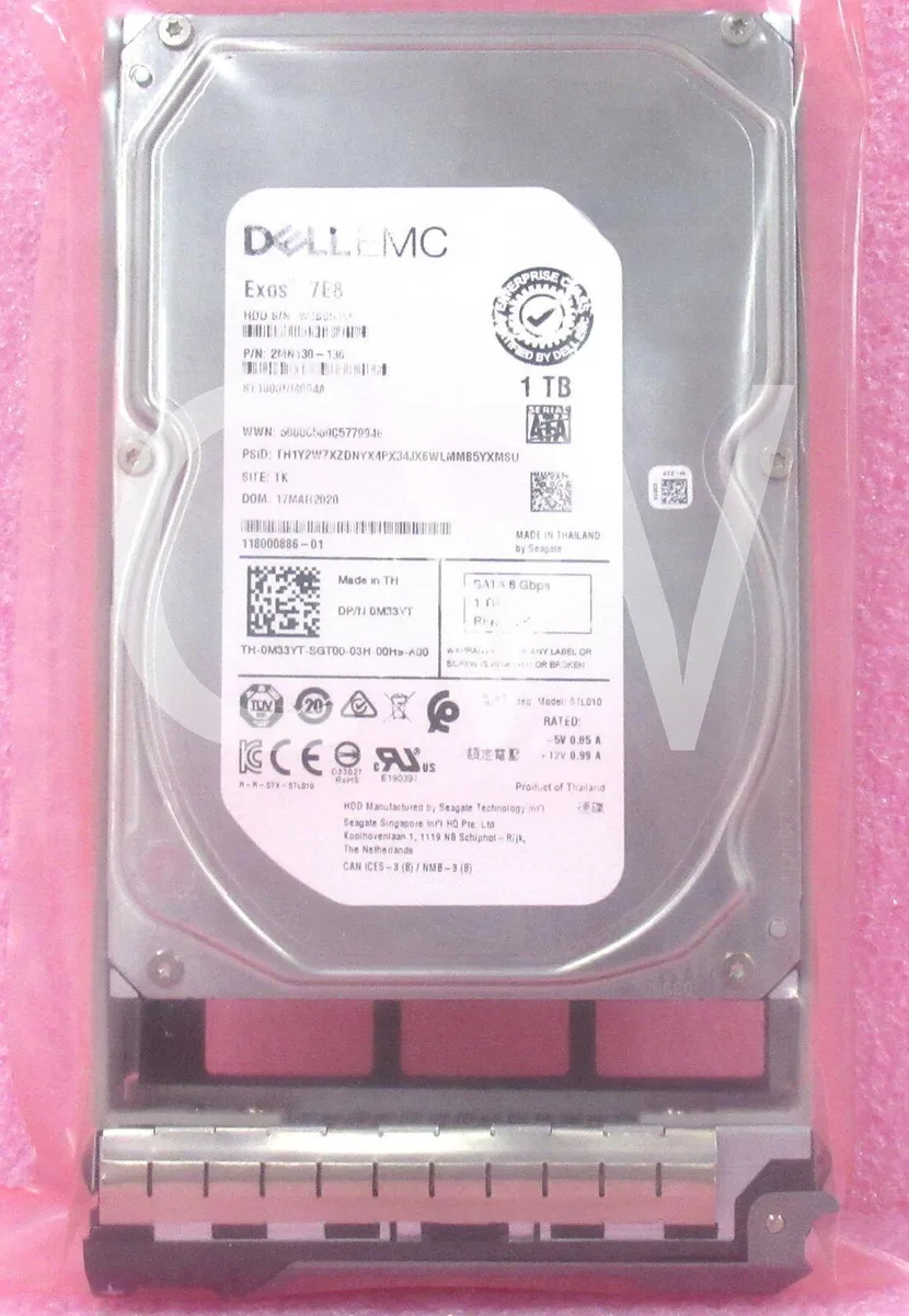 DELL DELL ST1000NM004A 1TB 7200RPM SATA 3.5" internal hard drive with tray — product photo