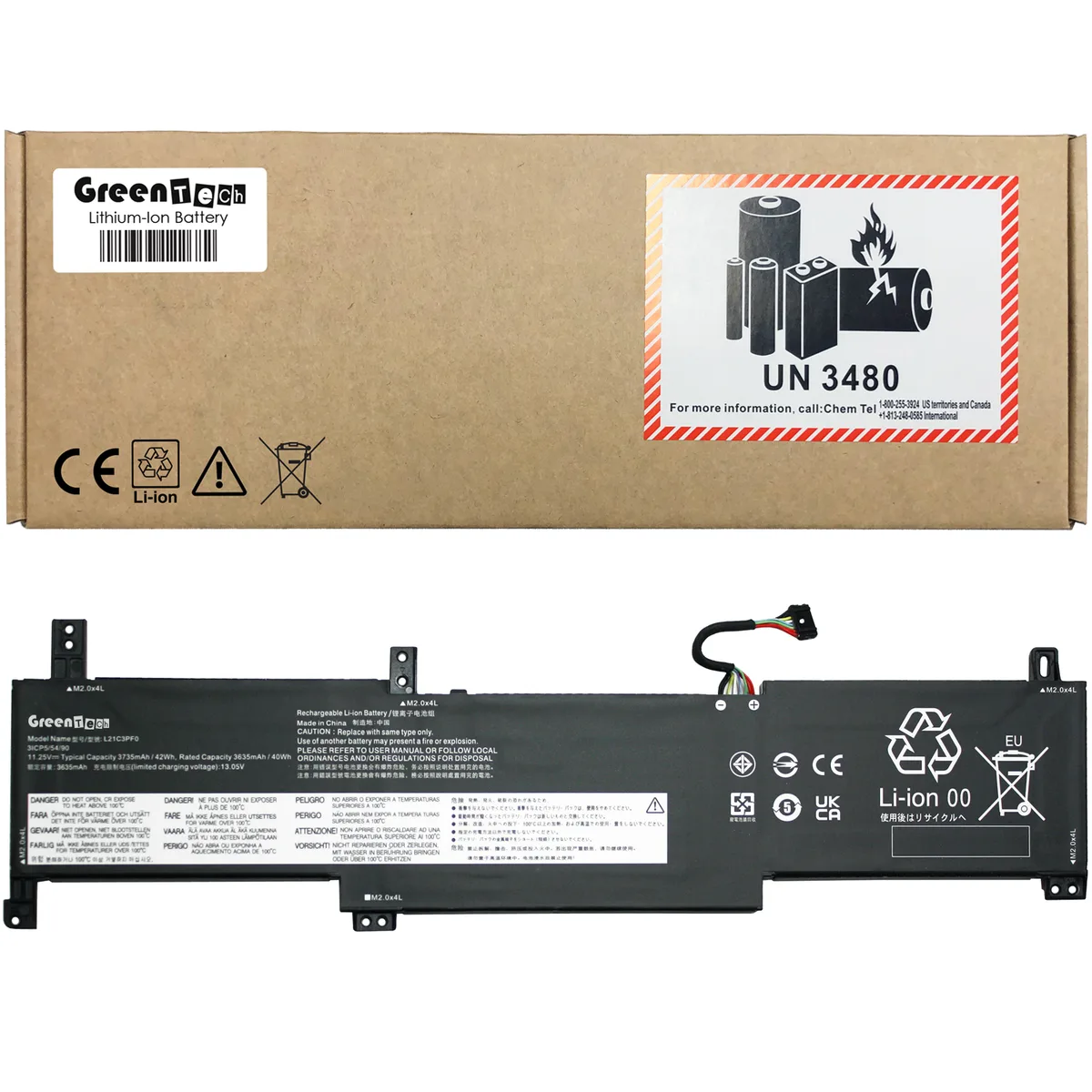 GreenTechLLC GreenTechLLC L21L3PF0 42Wh laptop battery for Lenovo IdeaPad 1-14/1-15 series — product photo