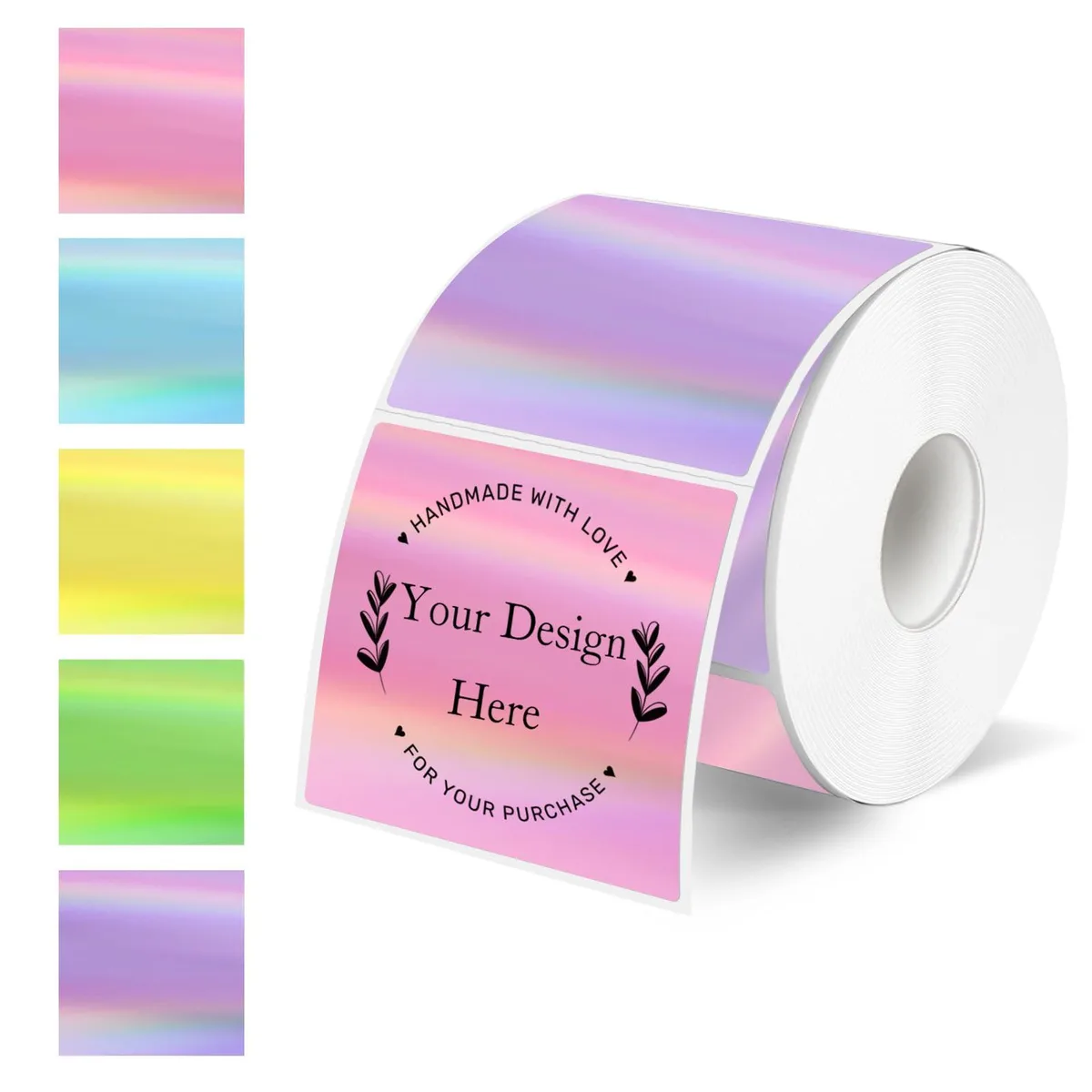  Yegawen 2" x 2" Holographic Thermal Labels 200 Roll 5 Colors — product photo
