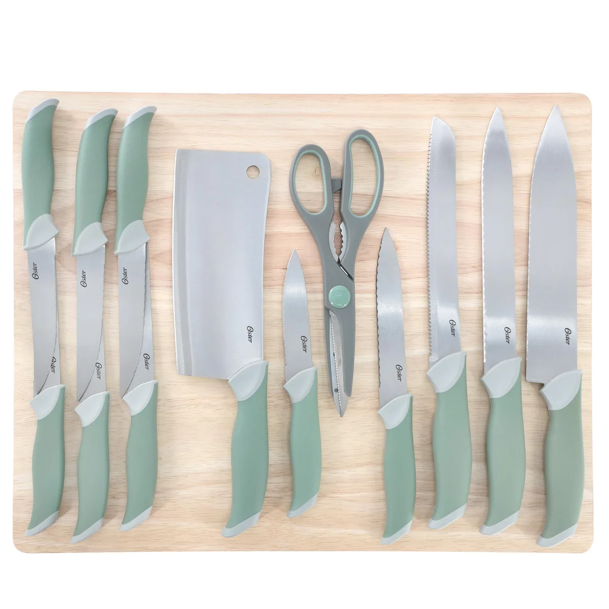 OSTER OSTER 510122124M 14pc Cutlery Set Green Soft-Grip Handles — product photo