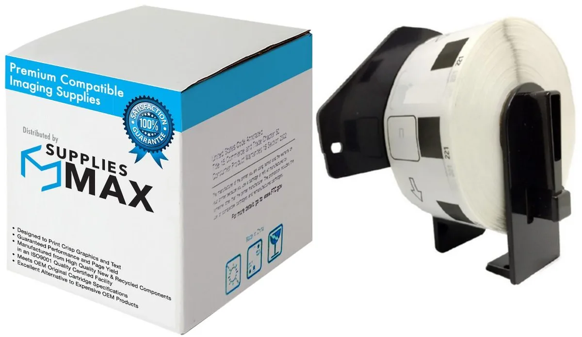 SuppliesMax SuppliesMax DK-1221 White Square Paper Adhesive Label Tape 23mm 1000 Labels — product photo