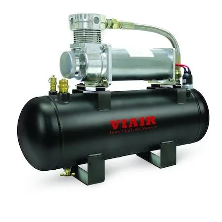Silver horizontal 2-gallon air tank with black compressor head and 12V motor