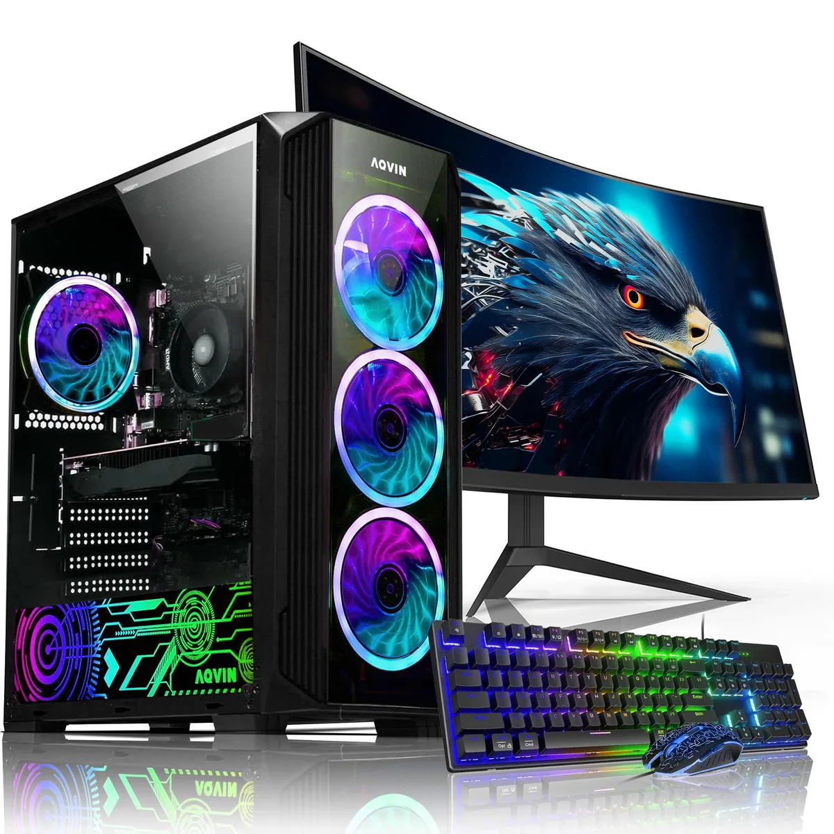 AQVIN AQVIN ZForce Gaming PC Ryzen 7 2700 RTX 3050 16GB 512GB 27" Monitor — product photo