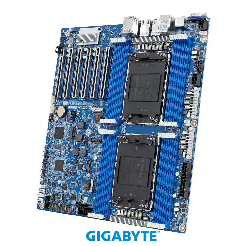 GIGABYTE GIGABYTE MS74-HB0 server motherboard, LGA 4710, 16 DDR5 slots, 6 PCIe 5.0 x16, 2 10GbE LAN — product photo