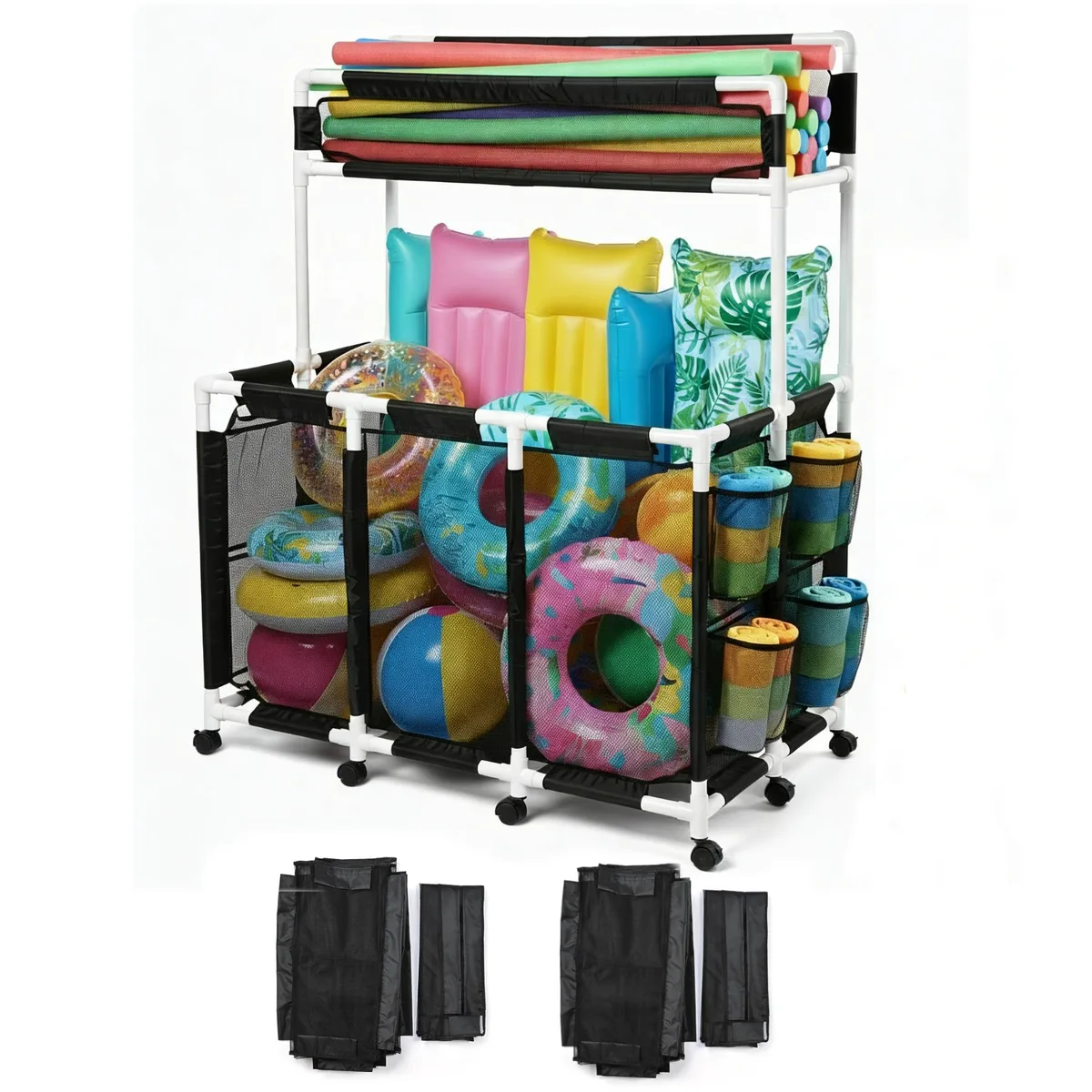 Yescom USA, Inc. Yescom USA, Inc. 06PSBBMC003-3G2LPVC-06 Toy Storage 270 Gallon 52x33x67 2 Tier 10 Wheel — product photo