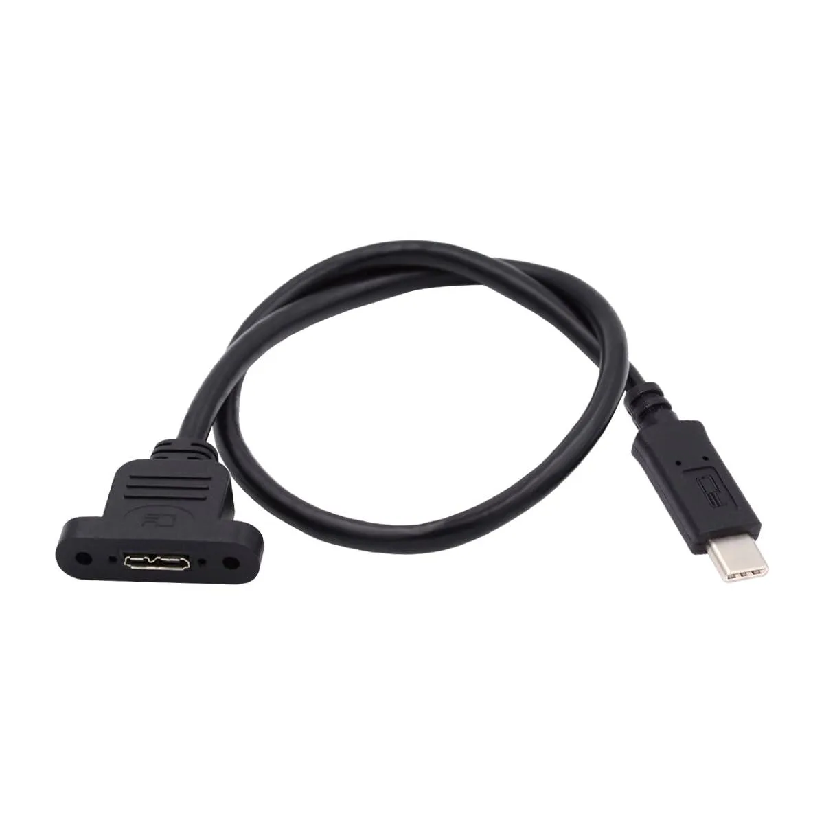 Fervit Fervit USB 3.0 Type-C Male to Micro 3.0 Type-B Female Screw Mount Extension Cable 50cm 5Gbps — product photo