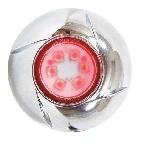 Round red LED warning light with clear polycarbonate lens
