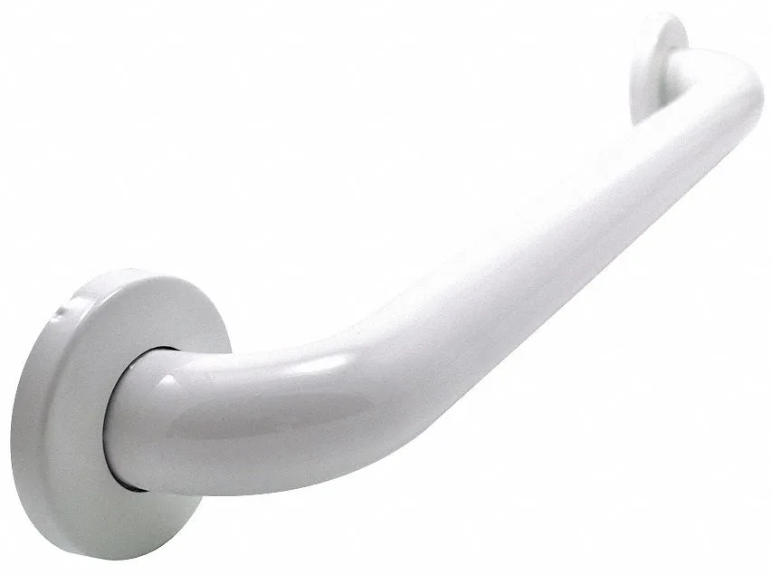 White painted stainless steel straight grab bar, 42 inch length with mounting hardware