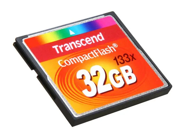 Transcend 32GB CompactFlash card, black rectangular Type I form factor