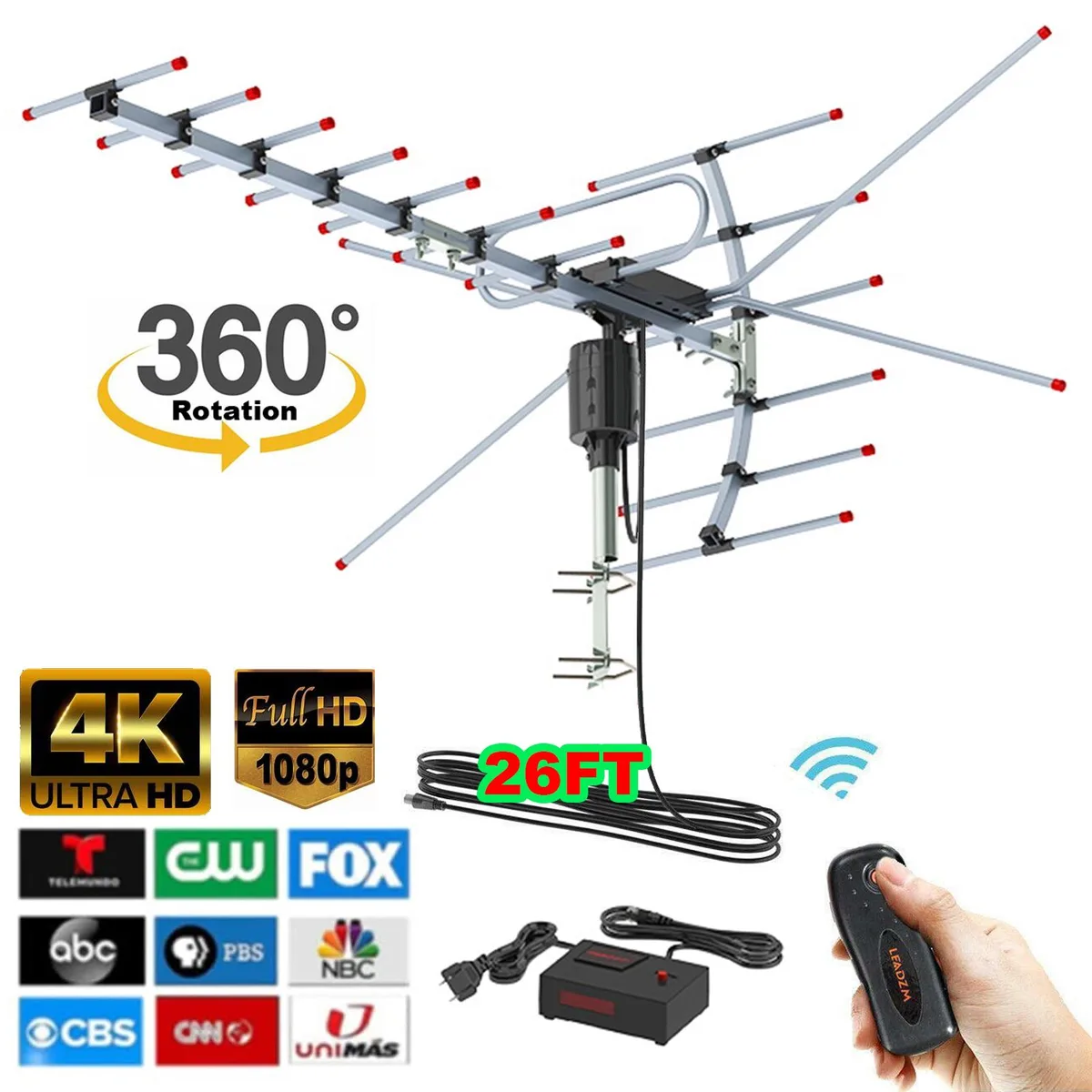 OUHE OUHE TA-101B Outdoor TV Antenna 360° Remote 200 Mile Range — product photo