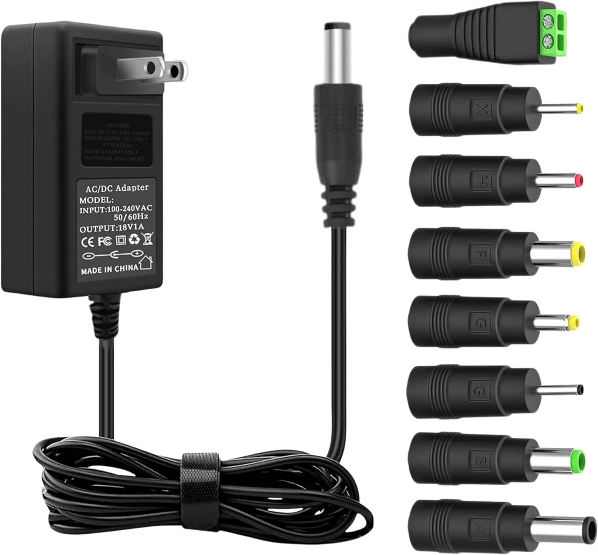 BASEUS BASEUS 18V 1A AC Adapter 8 Interchangeable Jacks 6.6FT — product photo