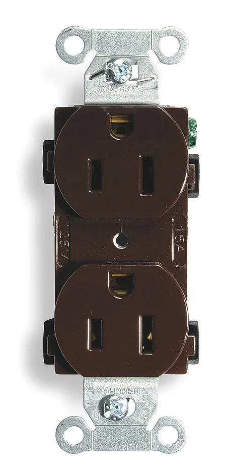 Hubbell Incorporated Hubbell Incorporated BR15 Duplex Receptacle 5-15R 15 A 125V Brown — product photo