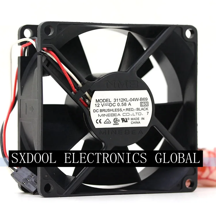 SXDOOL SXDOOL NMB 3112KL-04W-B69 80mm 12V 0.58A Double Ball 3-Pin Case Fan — product photo