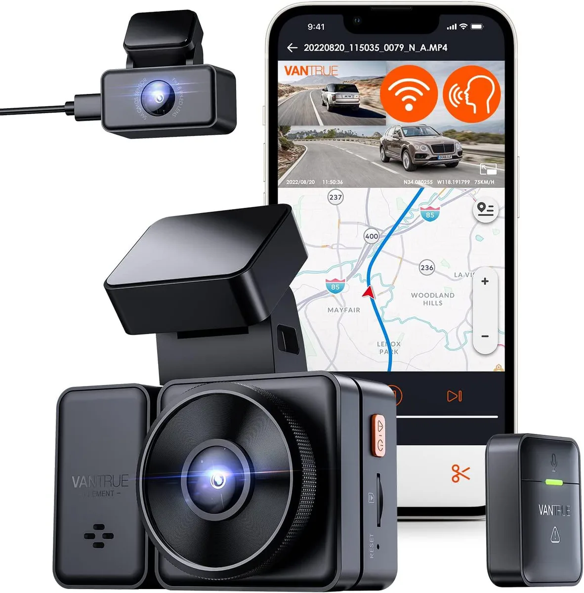 Vantrue Vantrue E2 -G Dual 2.5K Dash Cam GPS 1944p 160° 512GB — product photo