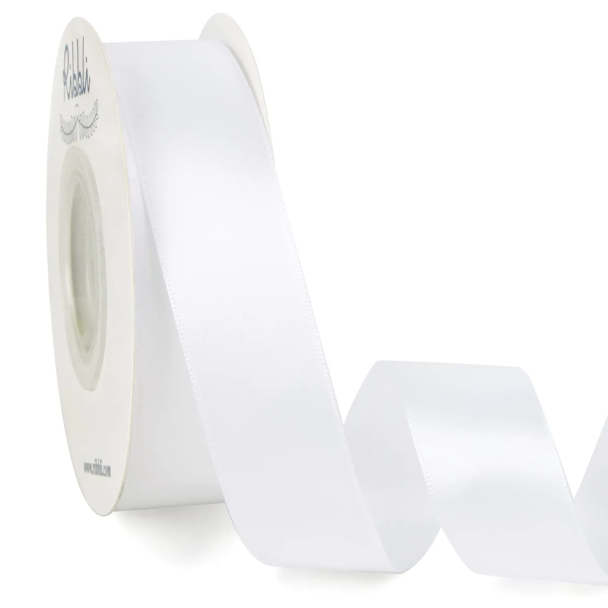  Ribbli Double Faced White Satin Ribbon 1 in x 25 yd — product photo