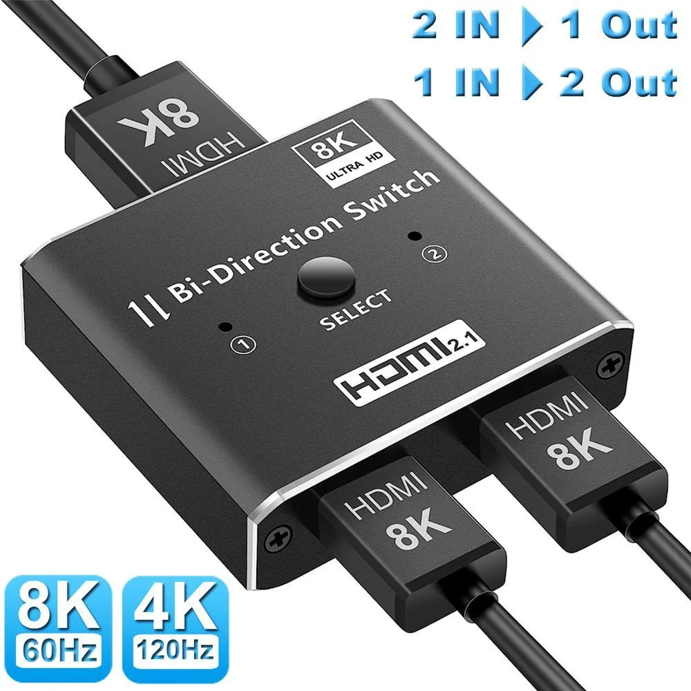 WRIARICH WRIARICH Bi-directional HDMI Switch Splitter 1X2/2X1 8K 60Hz Black — product photo