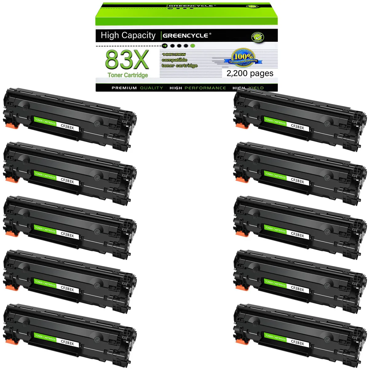 GREENCYCLE GREENCYCLE CF283X Black Toner Cartridge 10 Pack — product photo