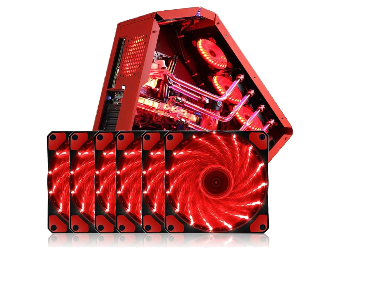 sakose sakose 12025-LED 120 mm case fan 15 LED 1100 RPM 18 dBA 6 pack — product photo