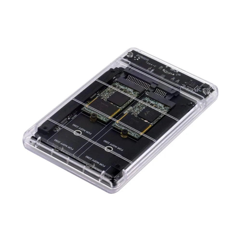 Fervit Fervit USB 3.0 Type-C to SATA &amp; Dual NGFF B+M-Key M.2 Enclosure — product photo