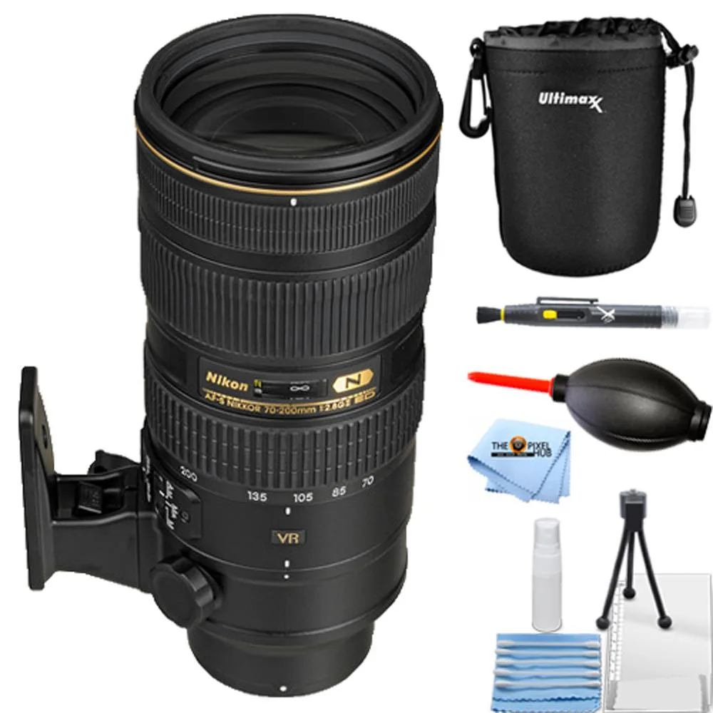 Nikon Global Nikon AF-S NIKKOR 70-200mm f/2.8G ED VR II 2185 camera lens with pouch bundle — product photo