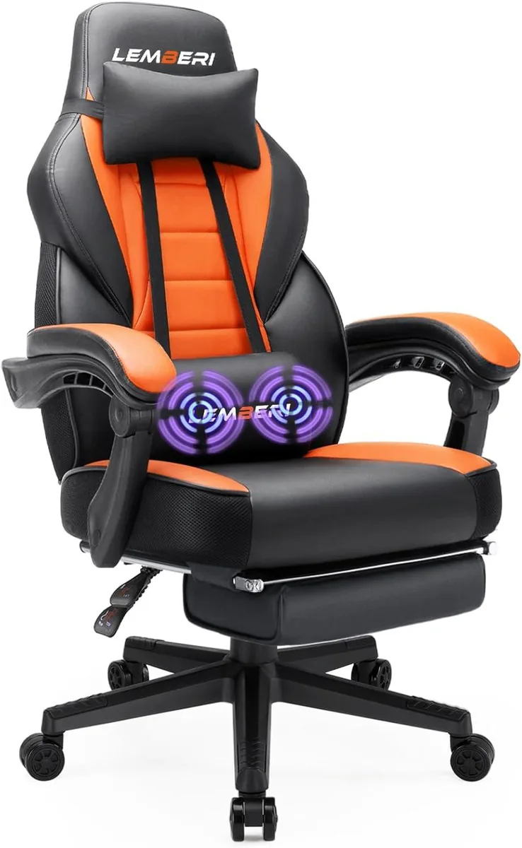Vitesse Vitesse Gaming Chair Orange 400 lb 90°-160° recline 13.4-17.3" height 21.7" seat 35.6" back — product photo