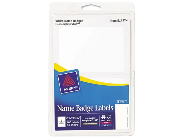 Avery Avery 5147 Self-Adhesive Name Badges 100 Pack 2.34 x 3.38 in — product photo