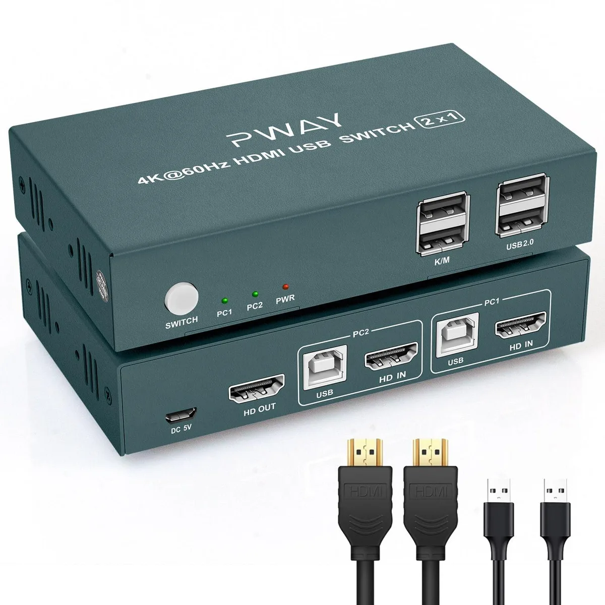 GCROWN GCROWN 2-port HDMI KVM switch 4K 60Hz USB 2.0 — product photo