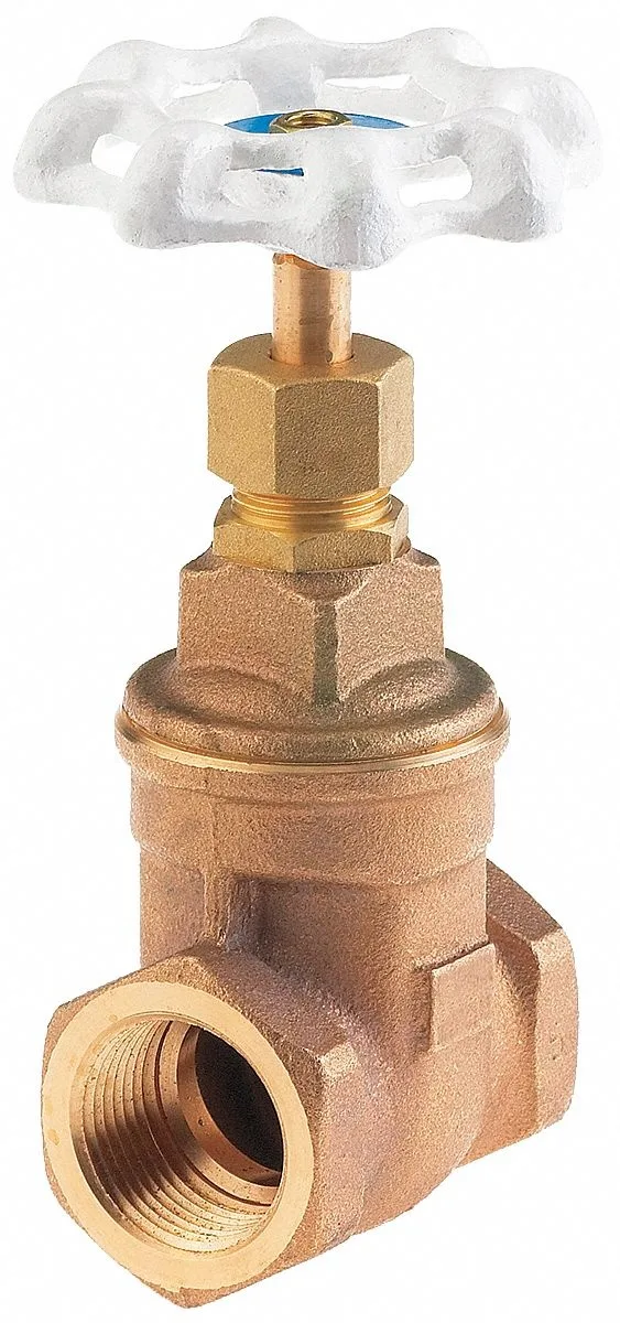 Bronze gate valve with wheel handle, 3/8 inch NPT female connection
