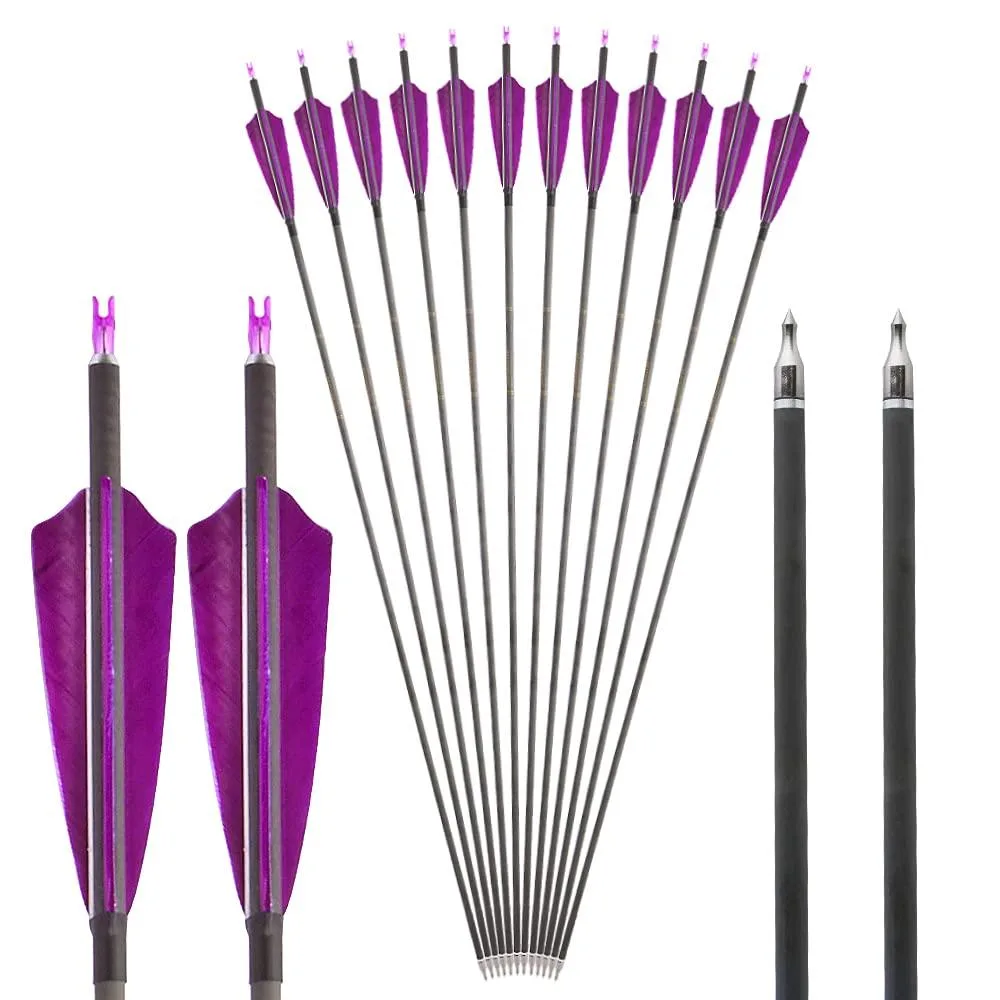 wolfman wolfman 33" Carbon Arrows 400 Spine 100gr Tips 12pcs Purple — product photo