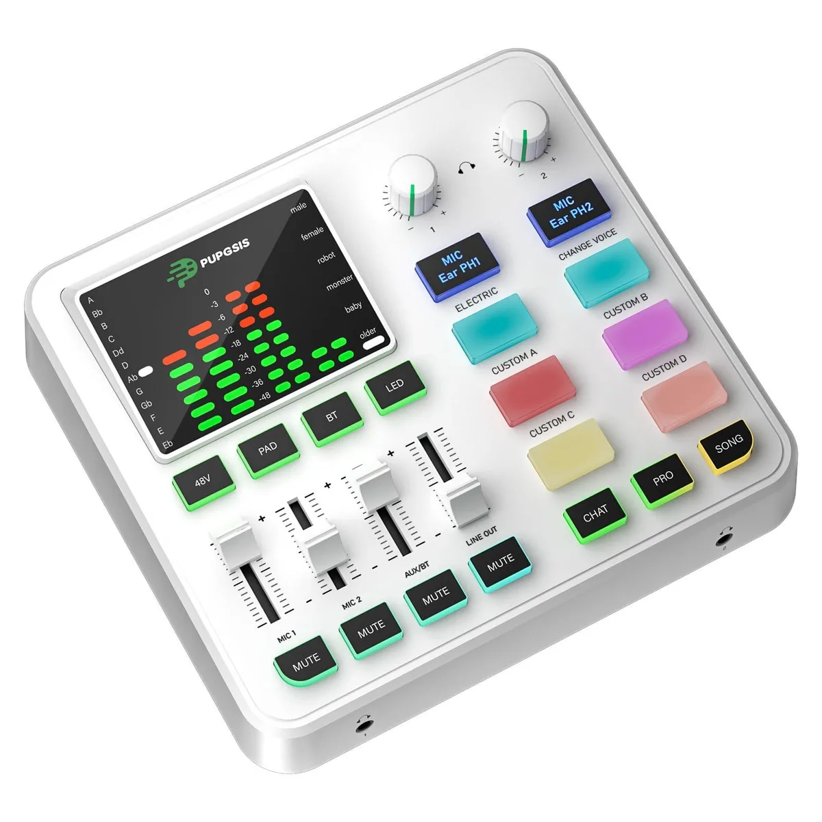 P PUPGSIS T12-White Audio Mixer 48V Phantom Power Bluetooth — product photo