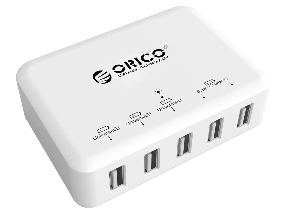 Orico Orico DCAP-5S-US-WH 40W 5-port USB charger 2×2.4A 3×1.0A white — product photo