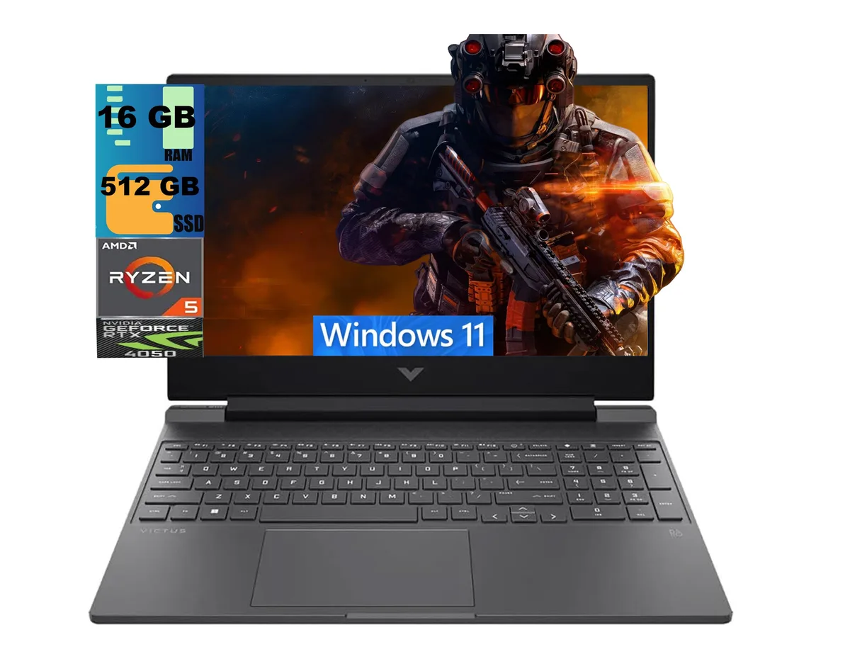 HP HP Victus 15 gaming laptop 15.6" FHD 144Hz Ryzen 5 8645HS RTX 4050 16GB 512GB Mica Silver — product photo