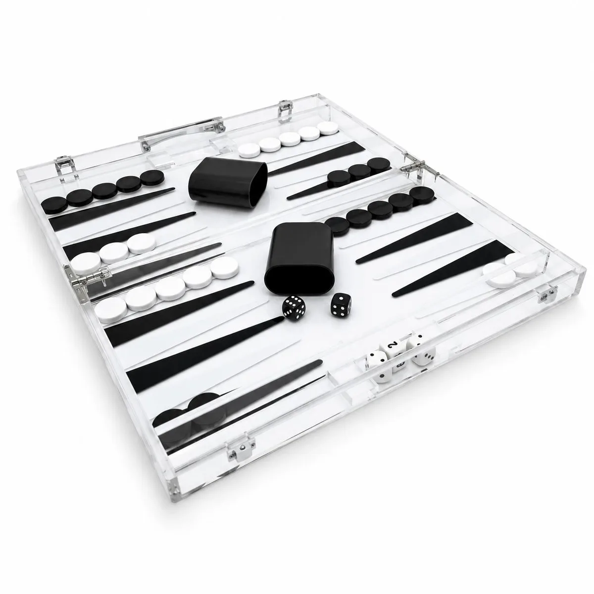Vandue Corporation Vandue Corporation OnDisplay Luxury Acrylic Backgammon Set Black/White 15.1x18.75x1.25 in — product photo