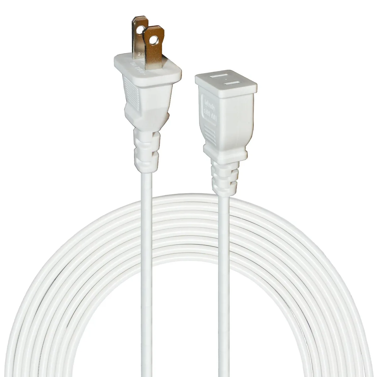  Jplenty 15FT White Thin Power Extension Cord 2 Prong 125V 5A — product photo