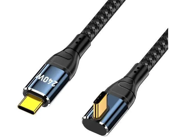 Short USB-C cable with angled low-profile connectors, 50cm length