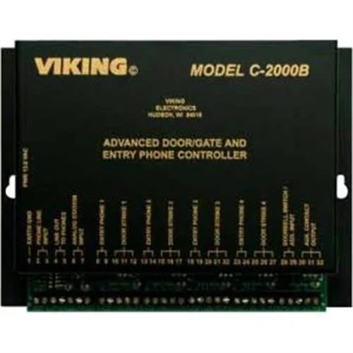 Viking C-2000B door entry controller, rectangular beige plastic housing with terminal block and modular jack