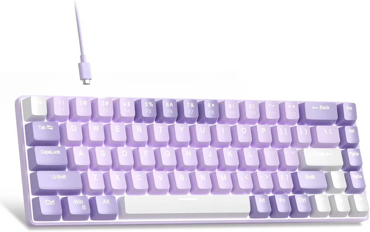 TUKO TUKO MK-Box 60% 68-Key Mechanical Gaming Keyboard Red Switch White LED Violets — product photo