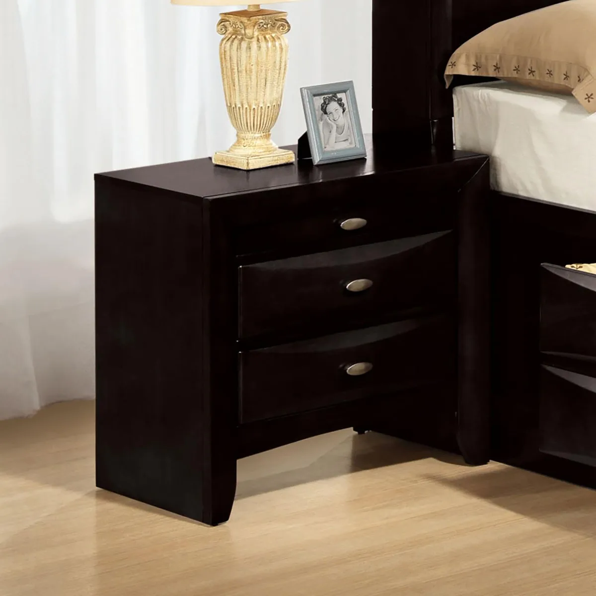 tuphen tuphen Nightstand Black 2-Drawer 25.5W 17D 25.5H — product photo