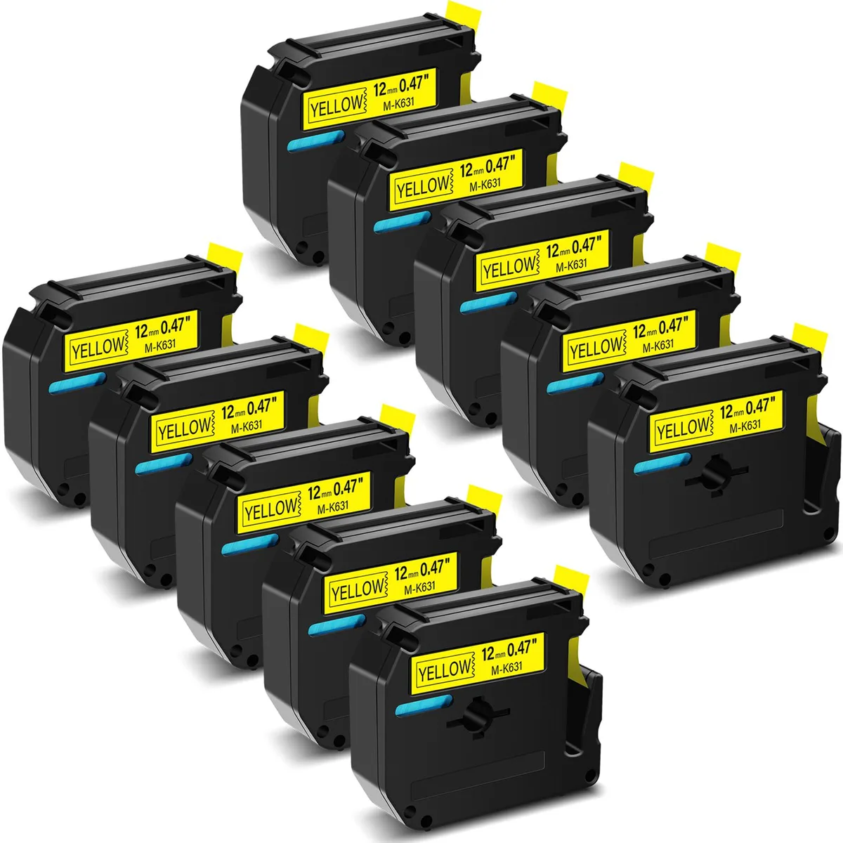 GREENCYCLE GREENCYCLE MK-631 Label Tape 12mm Black on Yellow 20 Pack — product photo