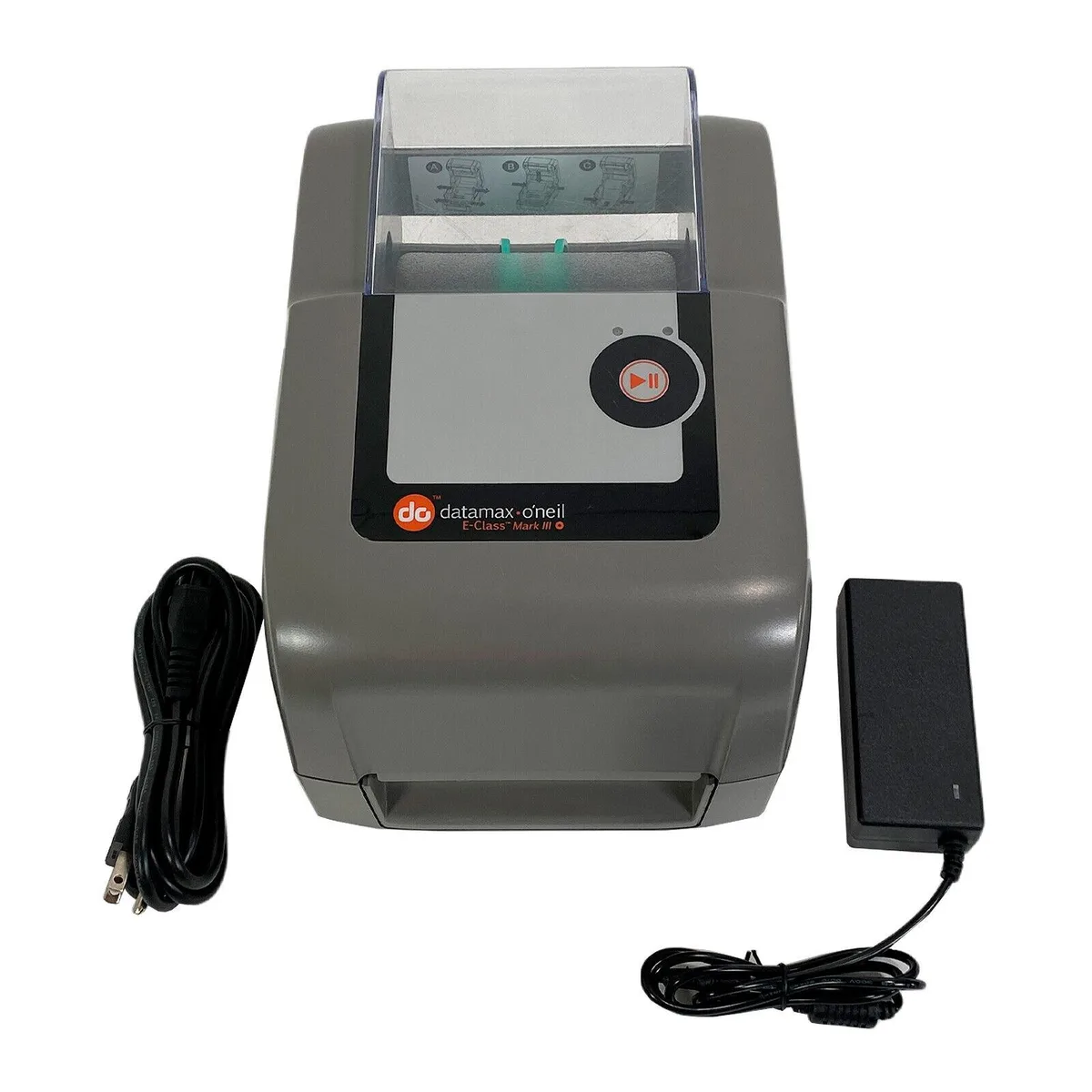 Datamax E-4205A receipt printer, compact grey box with paper slot and control panel