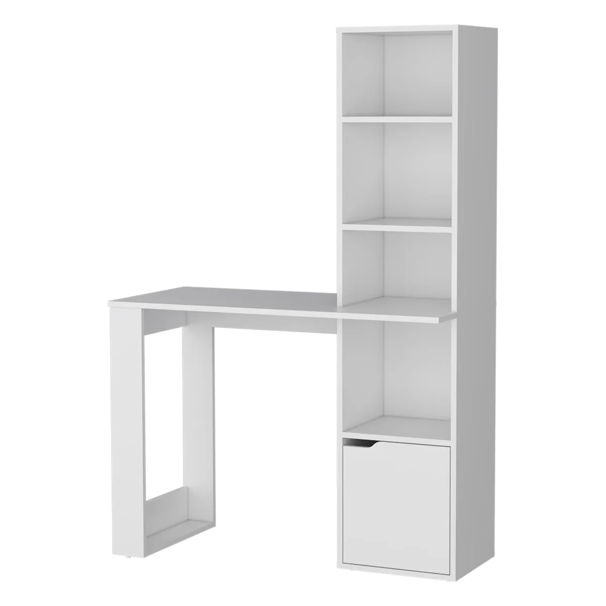 FM FURNITURE FM FURNITURE Anson Desk 4-Tier Bookcase 1-Door Cabinet White FM9014ELB — product photo