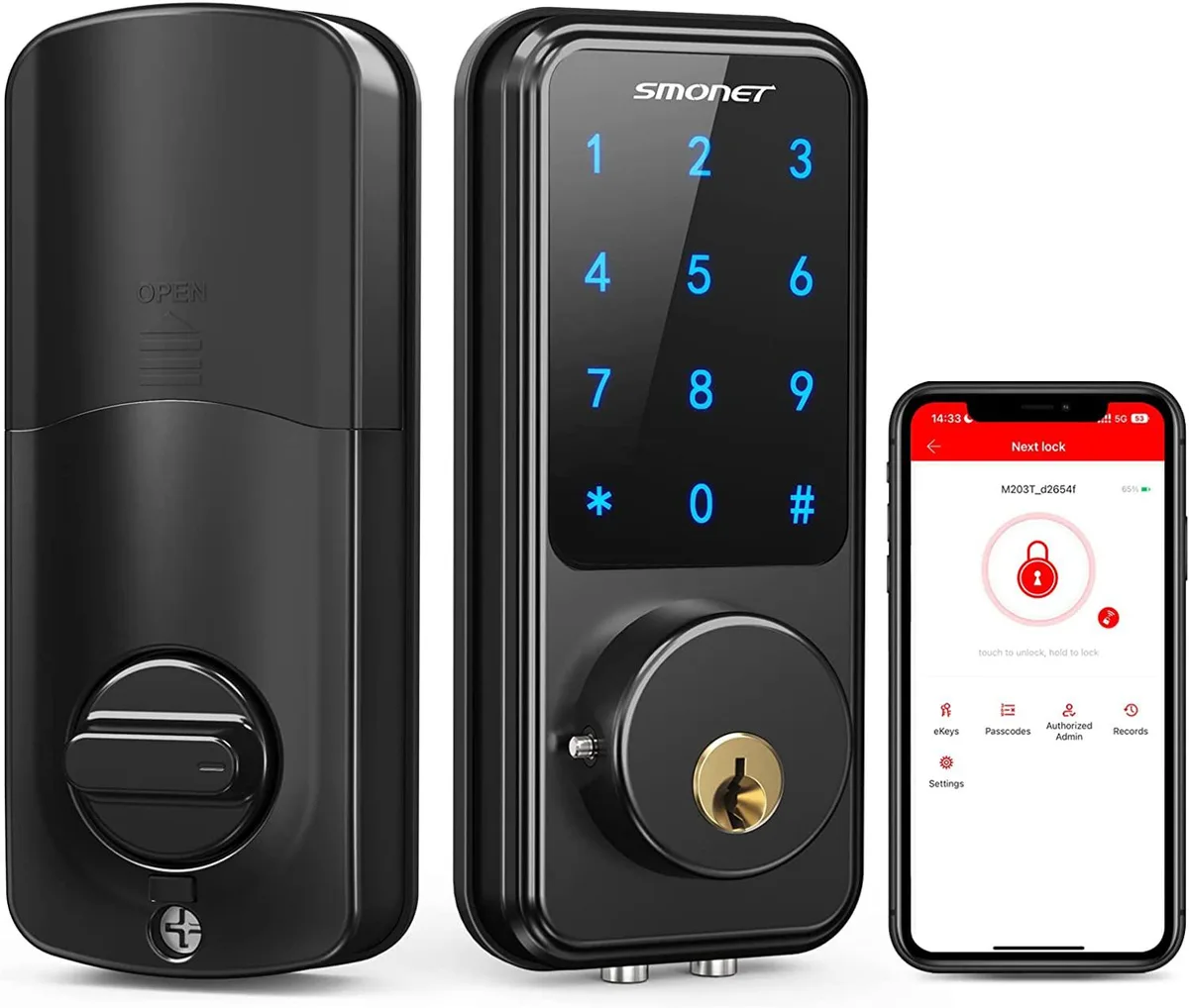 SMONET SMONET Touchscreen Keypad Deadbolt Smart Door Lock Black — product photo