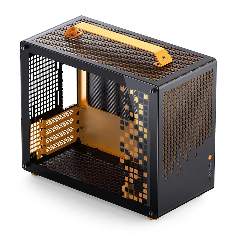 White Micro-ATX case with tempered glass side panel and detachable carrying handle