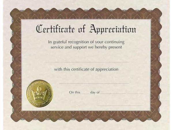 Masterpieces Puzzle Company Masterpieces Puzzle Company Appreciation Certificates Ivory/Brown/Gold 11 x 8.5 6/Pack 930000 — product photo