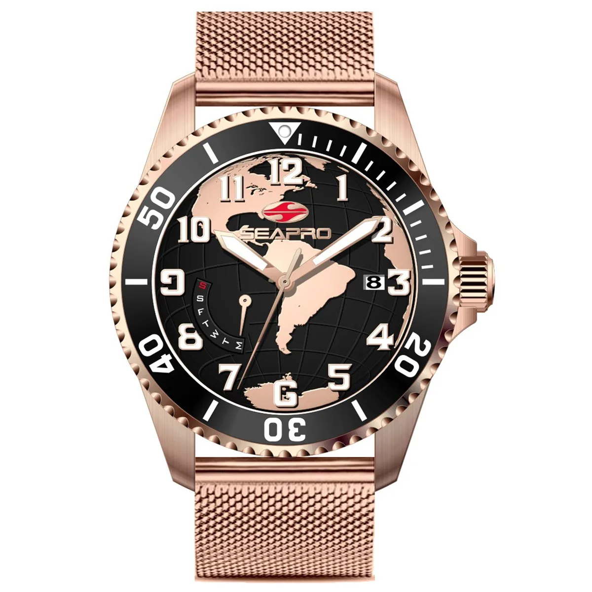 Stainless steel watch with black dial and bracelet