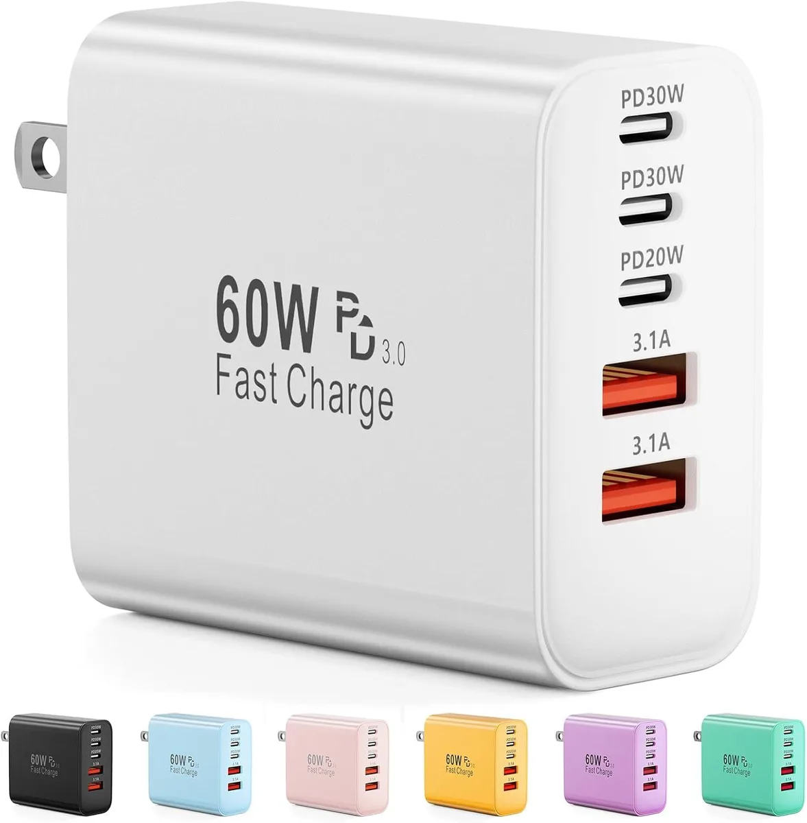 ONITOON ONITOON 60W 5-Port USB-C Wall Charger White — product photo