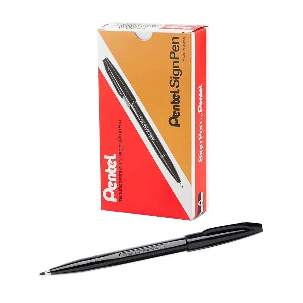 Pentel of America, Ltd. Pentel Sign Pen 1.0mm Black 12-pack Recycology S520A — product photo