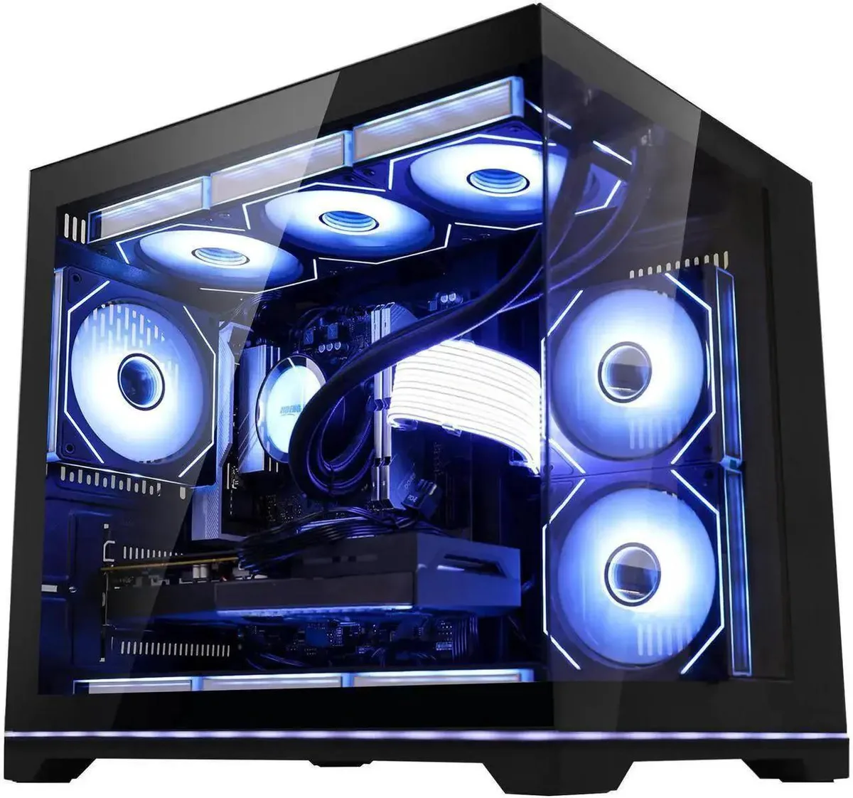 Hoengager Hoengager Gaming PC Ryzen 5 9600X RTX 5070 12GB 32GB DDR5 2TB 360 Liquid Cooler 850W Gold Black — product photo