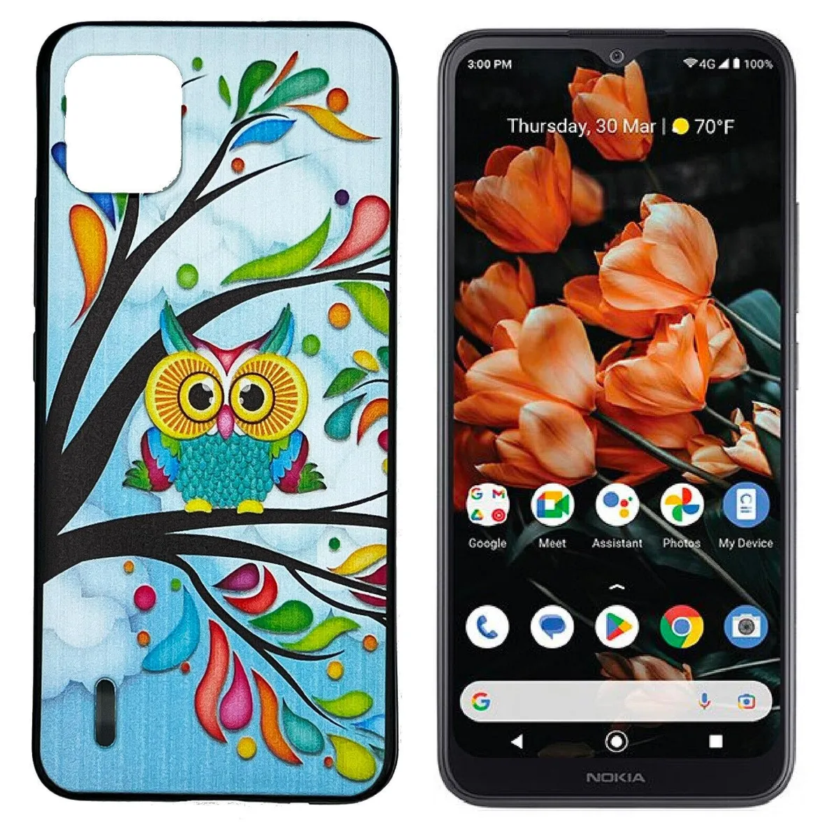 ExtremeCases - Generic ExtremeCases - Generic Nokia C110 N156DLTPU Flexible Skin Cover Case + Tempered Glass Owl — product photo